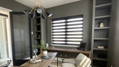 layered/ banded shades in a office