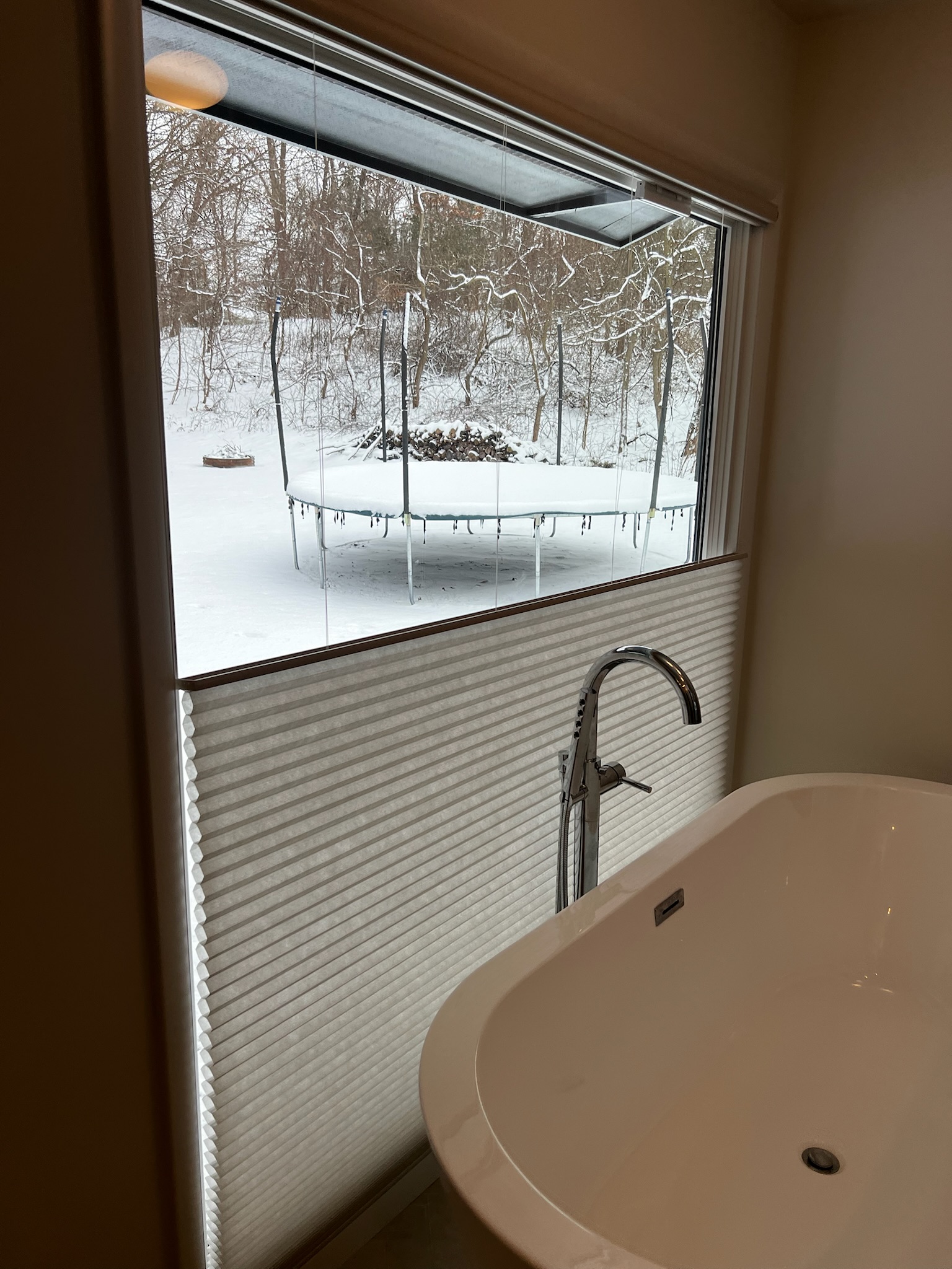 Motorized Top Down, Bottom Up Cellular Honeycomb Shades with Remote