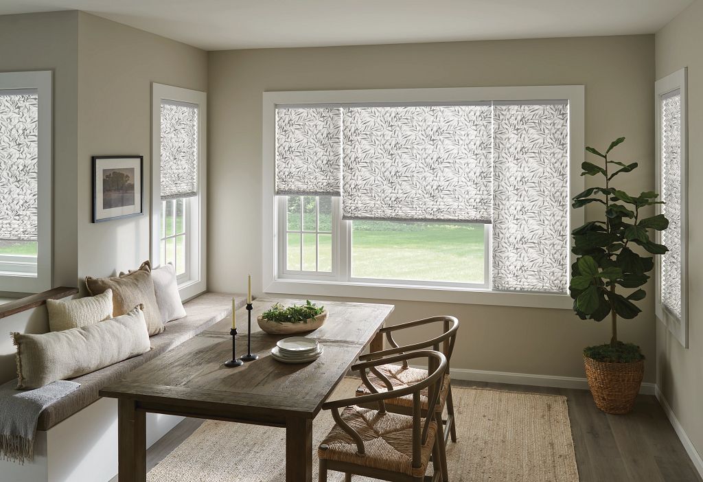 Cozy Nook with Patterned Roman Shades
