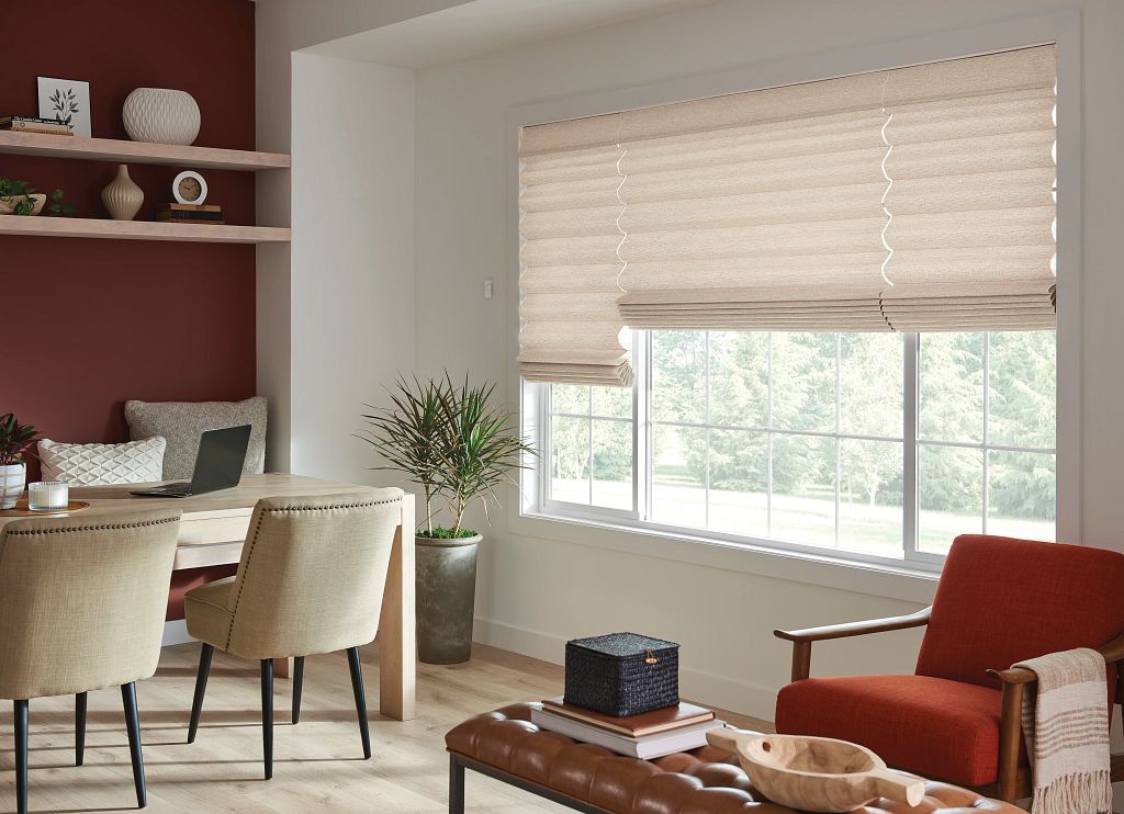 Warm Dining Room with Pleated Shades