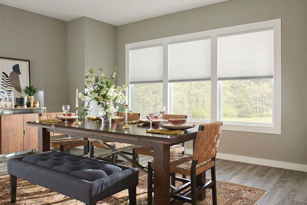 Elegant Dining with Woven Shades