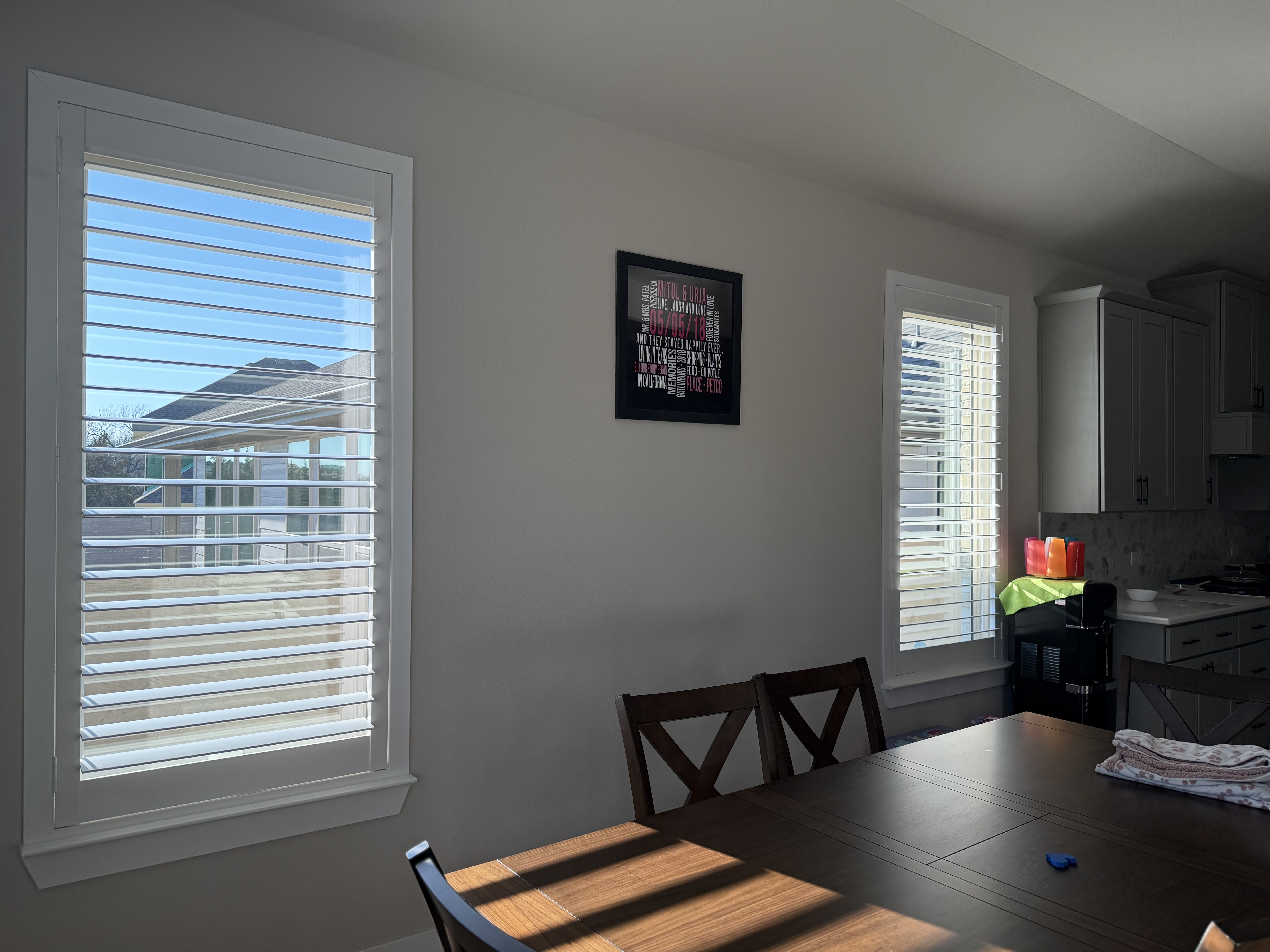 Shutters in dinning room
