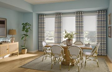 Drapery and shades in dining room