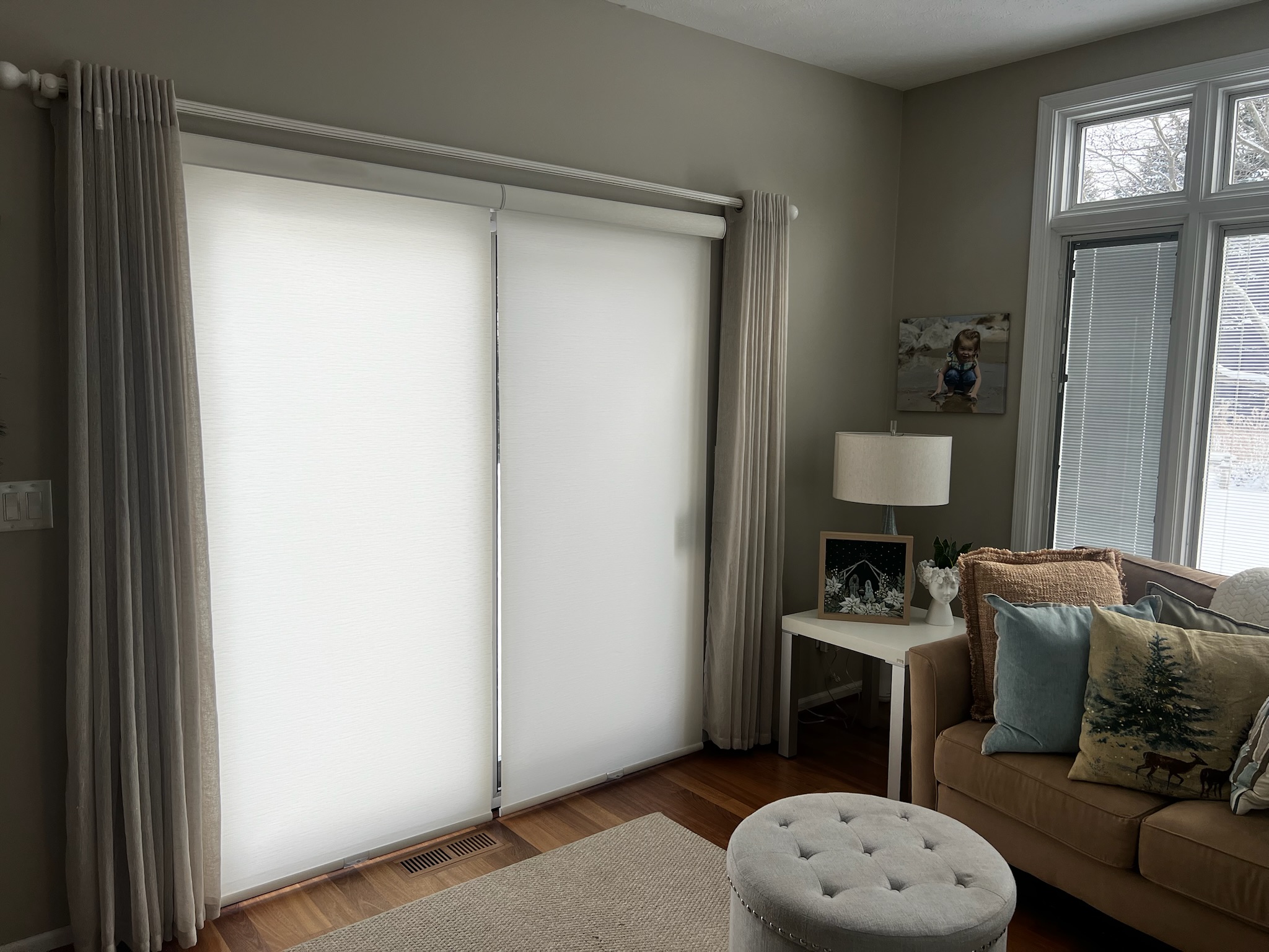 Light Filtering Roller Shades over Sliding Glass Door