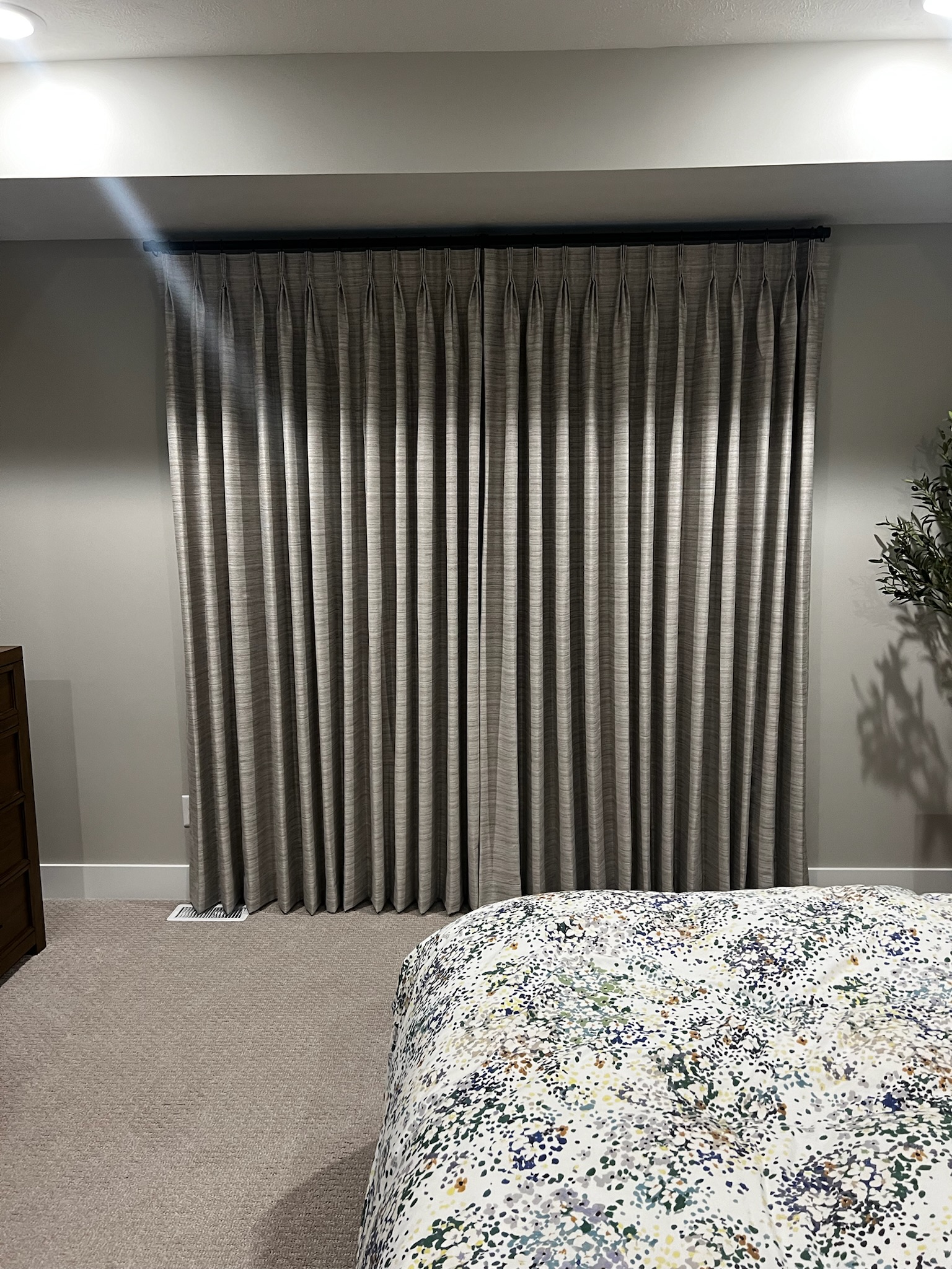 Pinch Pleat Custom Drapery with Blackout Liner