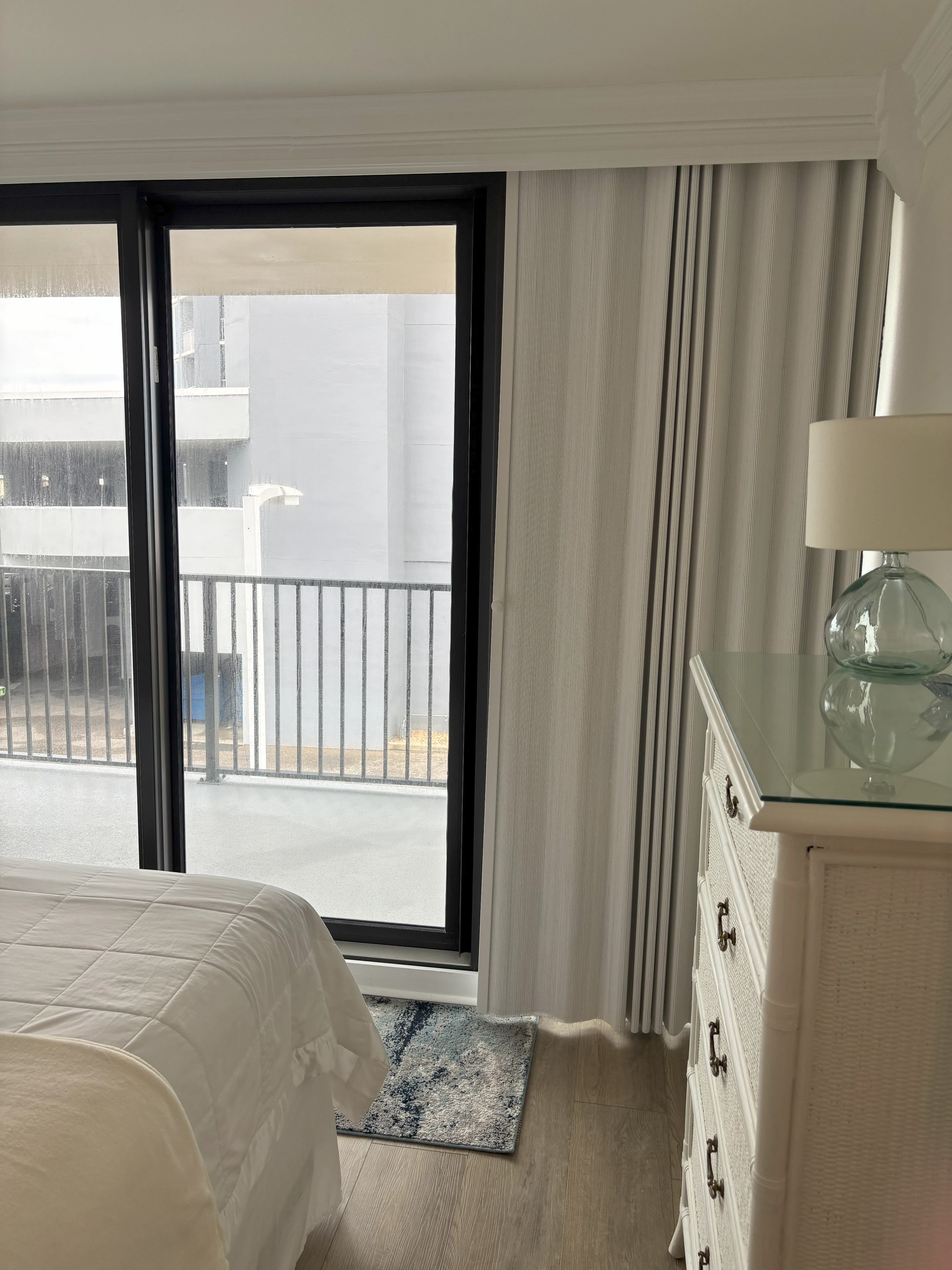 Gulf Shores condo room darkening Averte natural fold