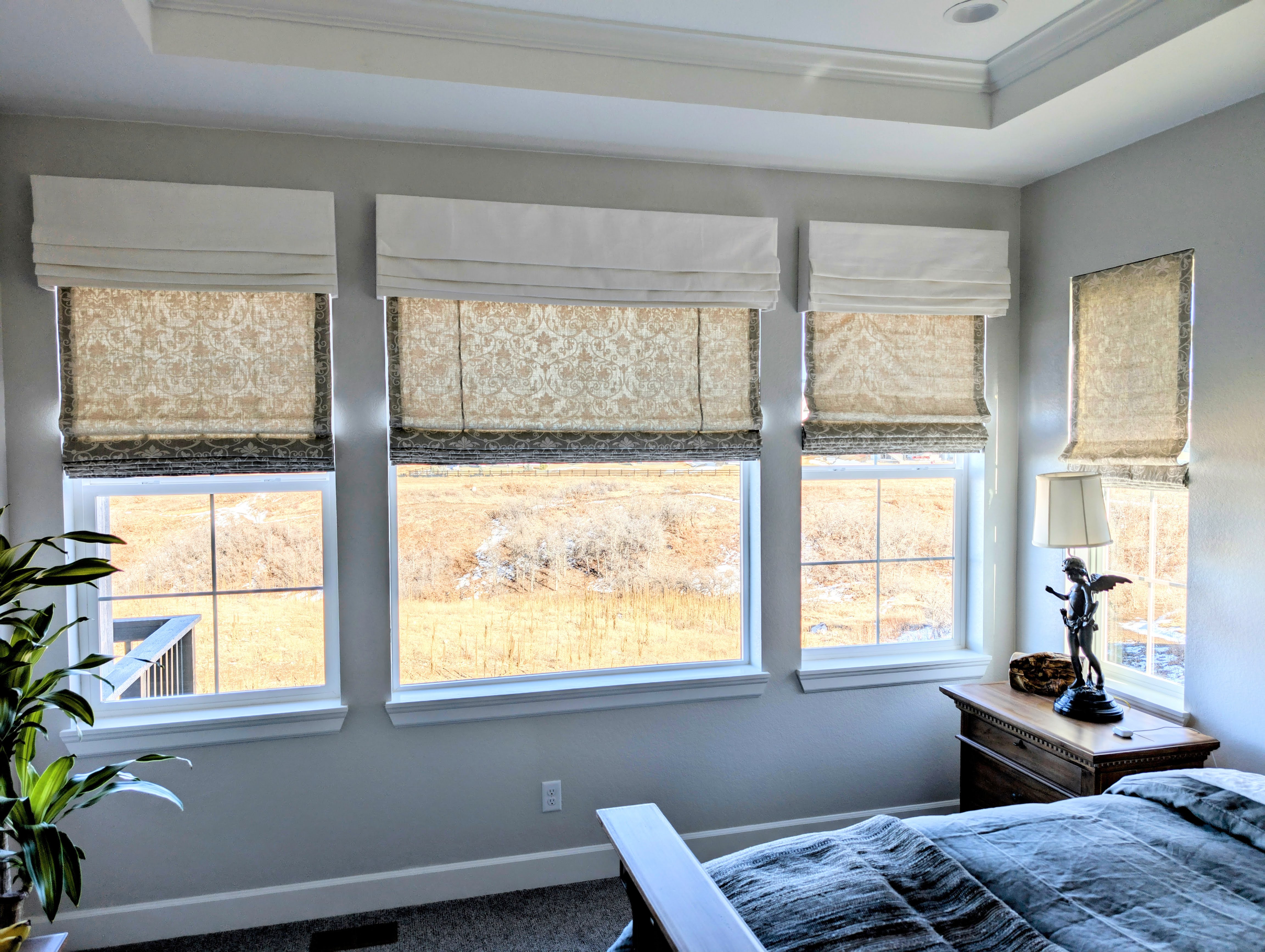 Roman Shades with premium top treatment